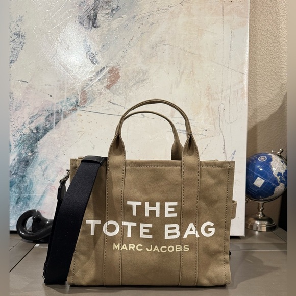 Marc Jacobs “The Tote Bag” Canvas Crossbody Tote Khaki Slate Green - Picture 5 of 8